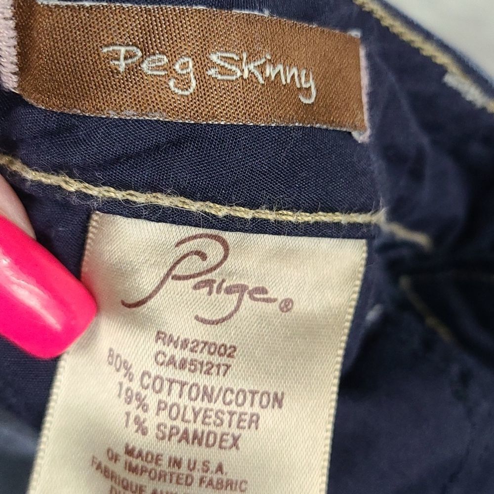 Paige Peg Skinny Jeans Blue Orchid Dark Wash Stretch Premium Denim Size 29 Ankle - Picture 4 of 11